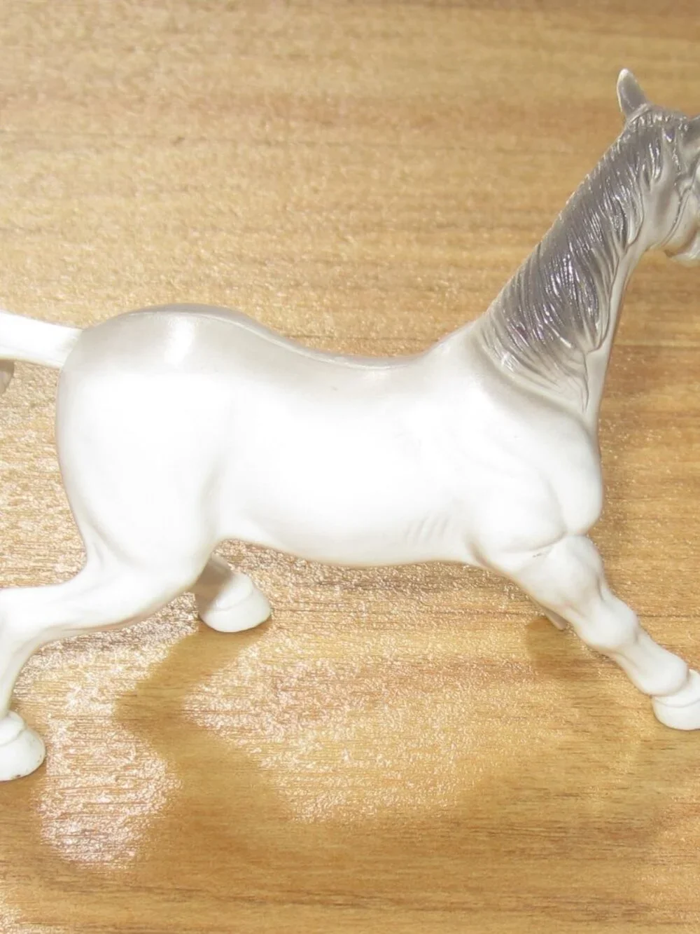 Horse White Gray Plastic Figurine Toy 3.5